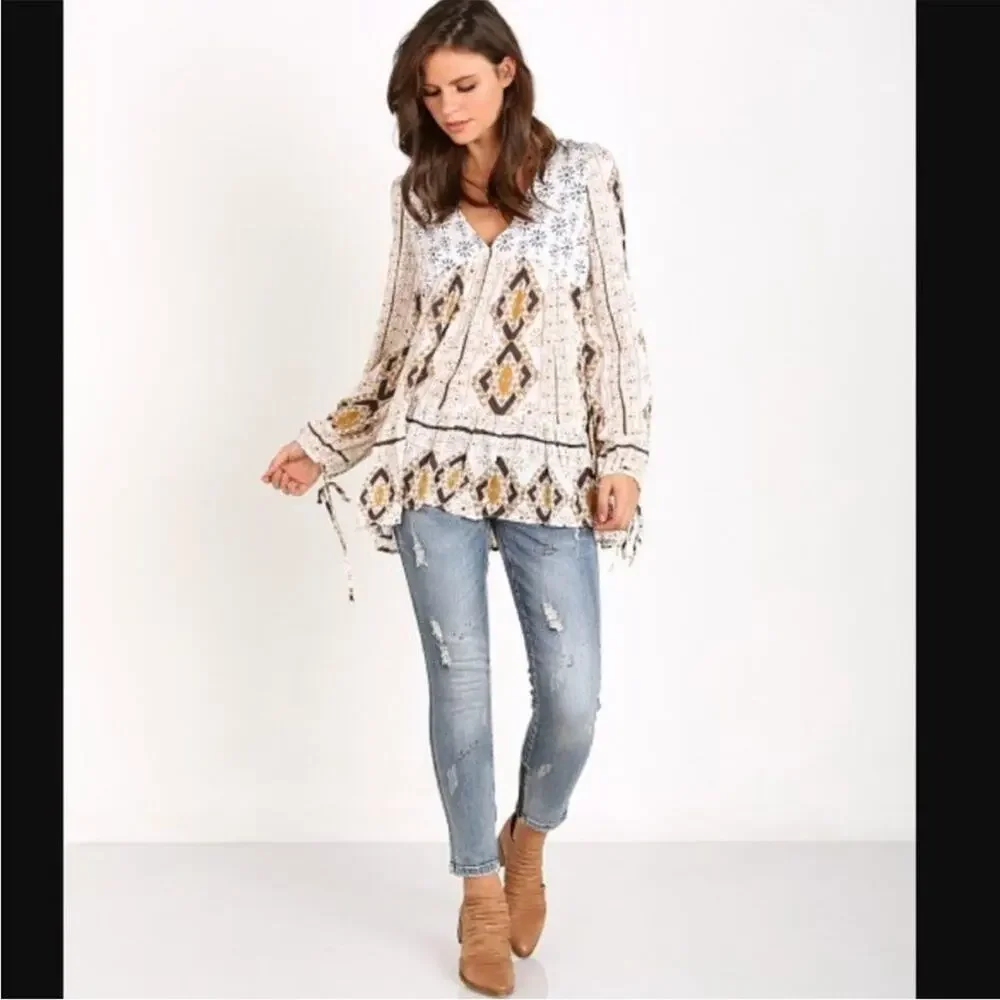 Free People small down by the bay top cream ivory boho coastal cowgirl